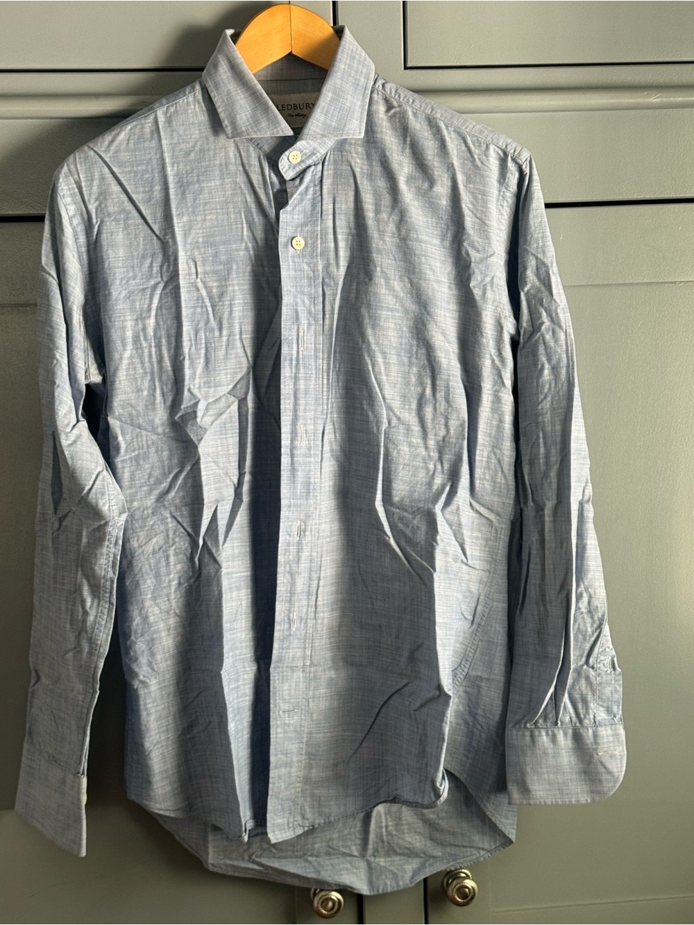 Light Blue Dress Shirt — Subtle Texture, Classic Spread Collar